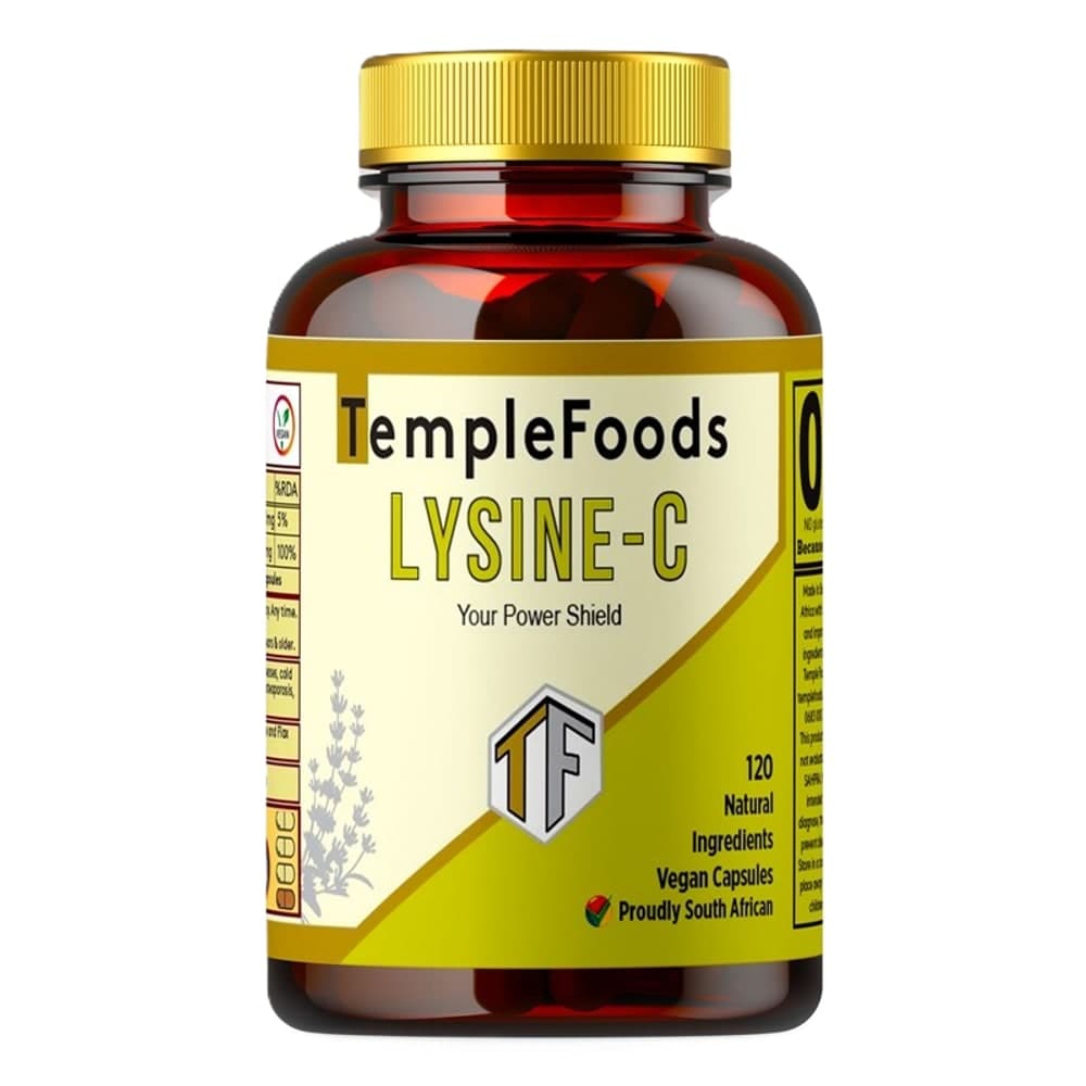 Temple Foods Lysine-C. 120 Caps Powerful combination L-Lysine & Vitamin C