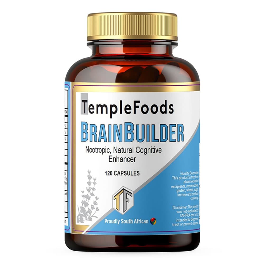 Temple Foods Brain Builder. Nootropic Natural Cognitive Enhancer - 120 Pack