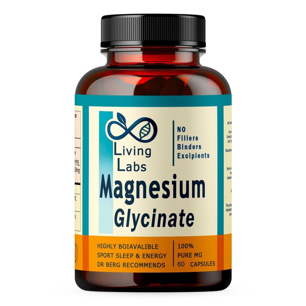 Magnesium Glycinate (100% Pure, Highly Bioavailable). Living Labs - 60