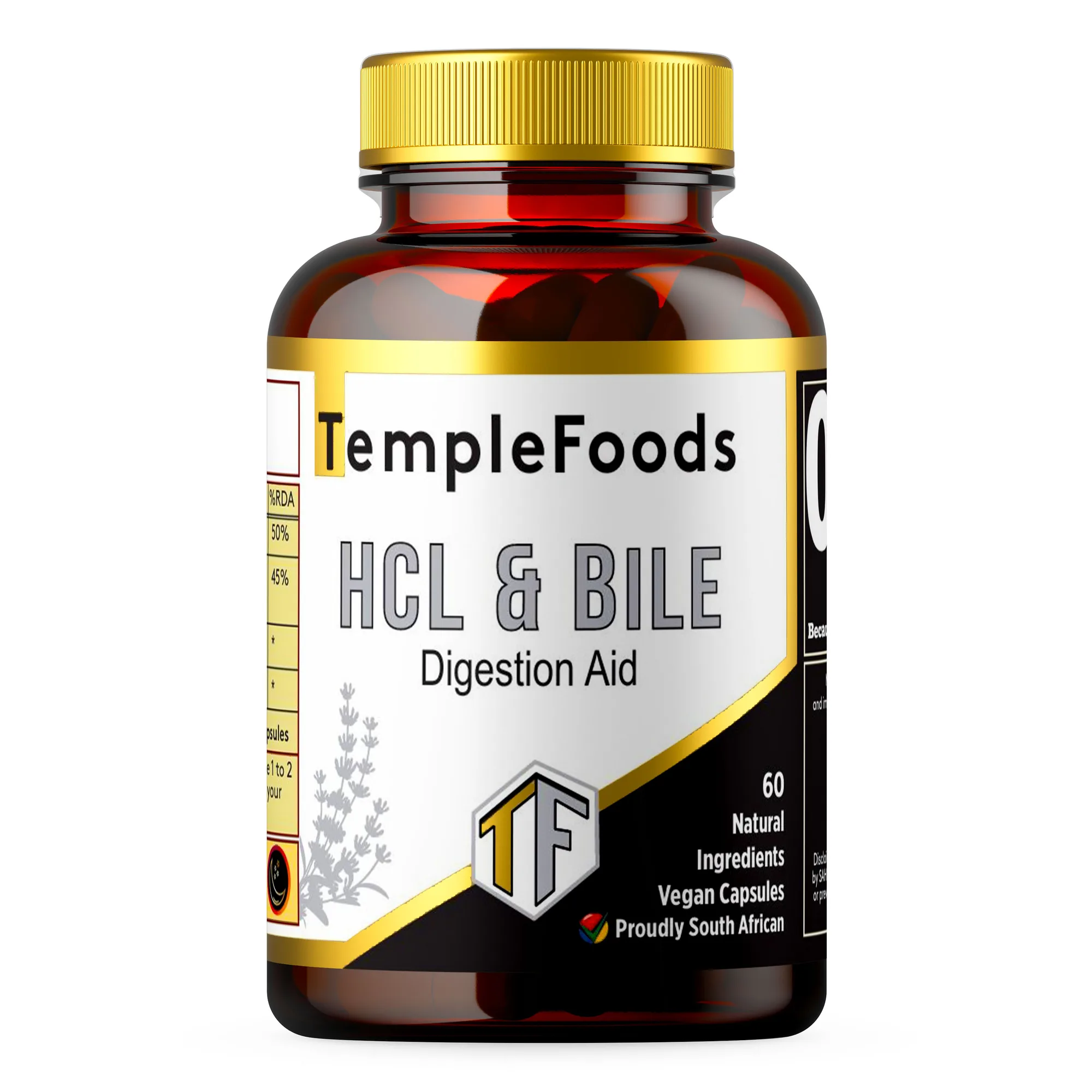 Temple Foods HCL + Bile. Protein, Fat Digestion. Stomach. Gallbladder - 120 Pack — view 1