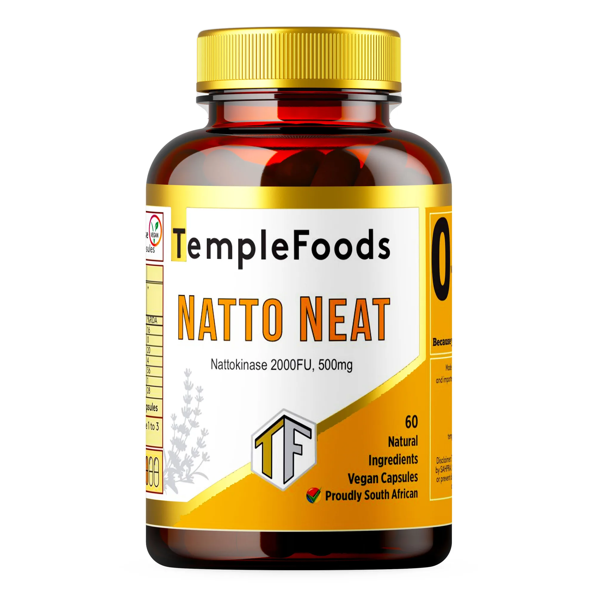 Temple Foods Natto Neat. Japanese Superfood. Nattokinase 2000FU, 500mg. - 120 Pack — view 1