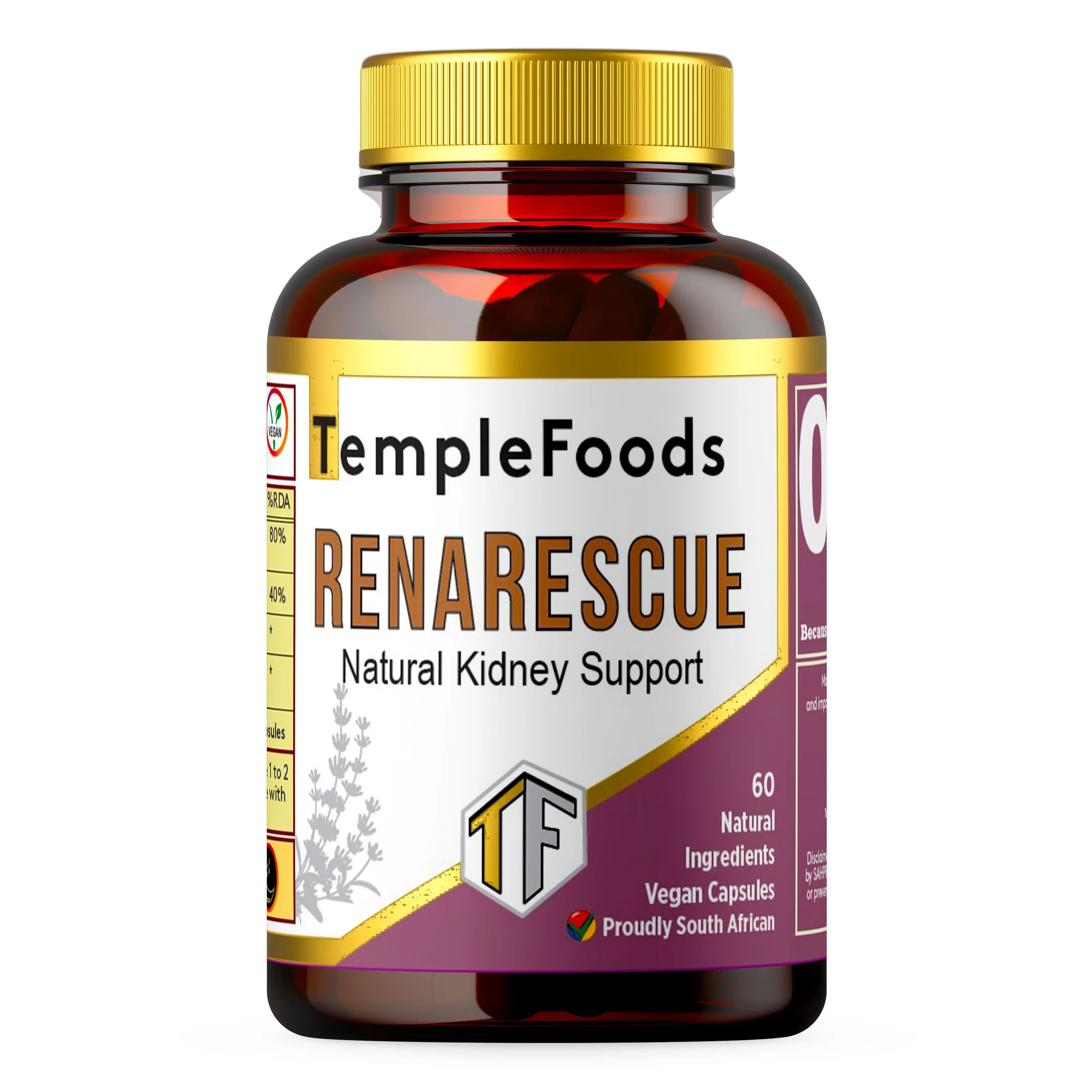 Temple Foods RenaRescue. Kidney Healer. Chanca Piedra, Cordyceps - 60 Pack — view 1