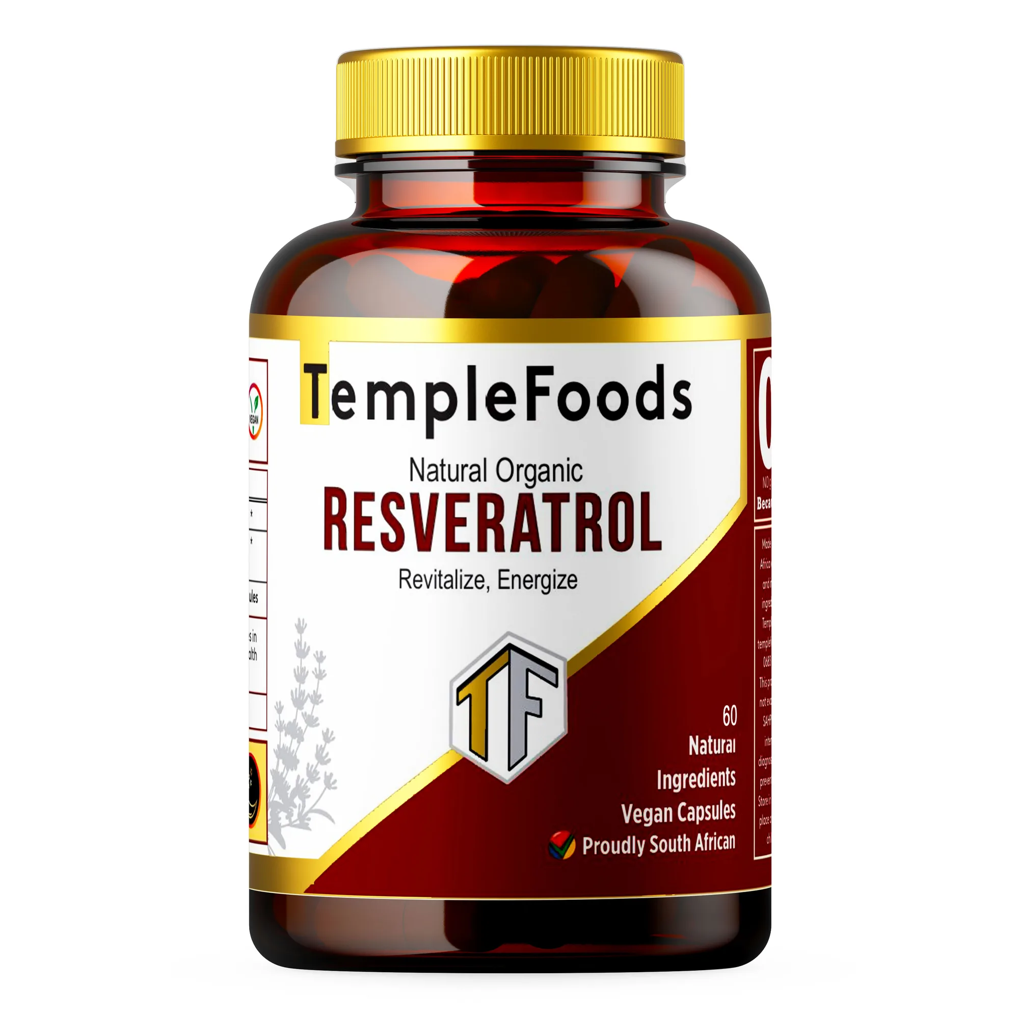 Temple Foods - Resveratrol Natural, Organic with Grape Skins - 60 Pack