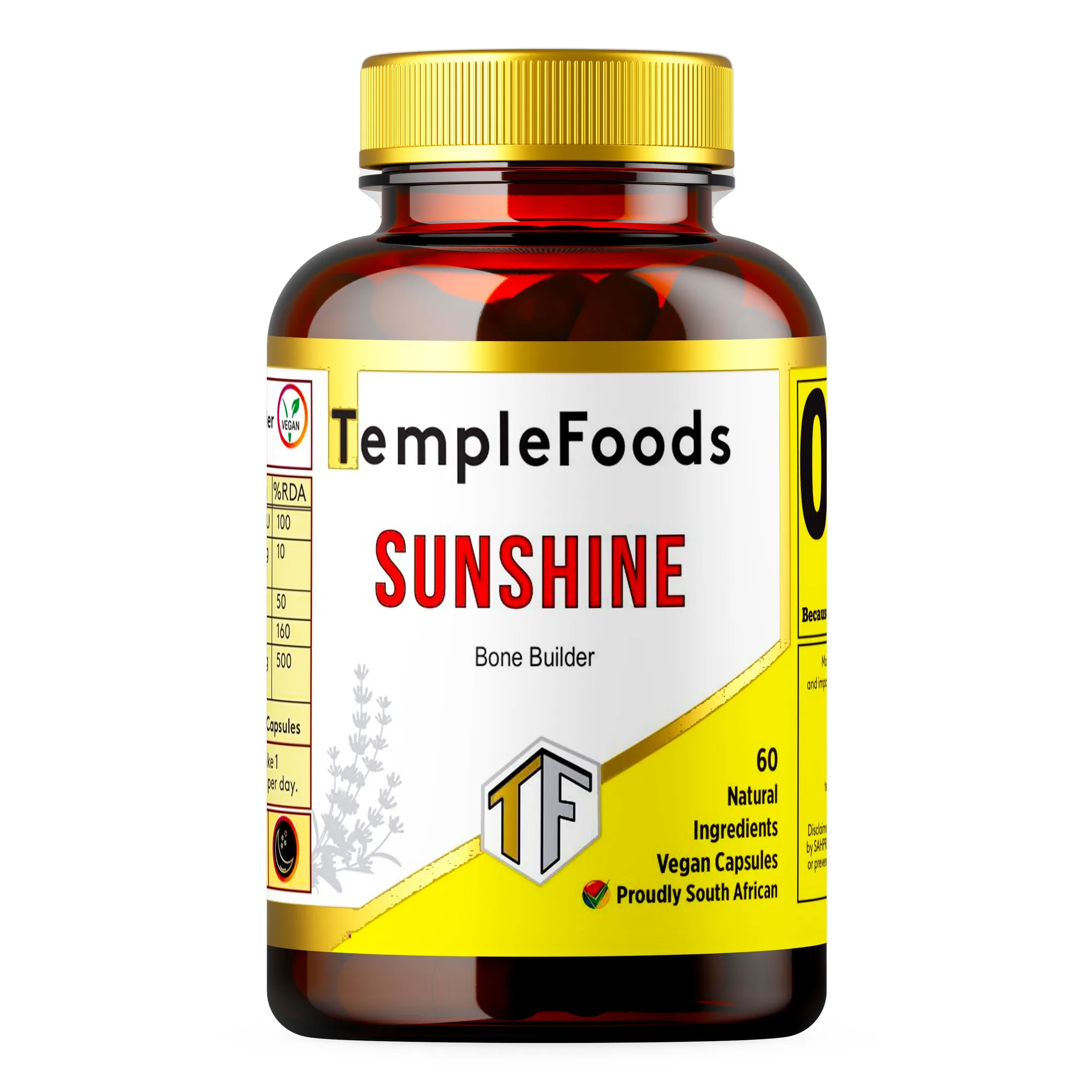 Temple Foods Sunshine Bone Builder. Vitamin D3 & K2 Natural, High Strength